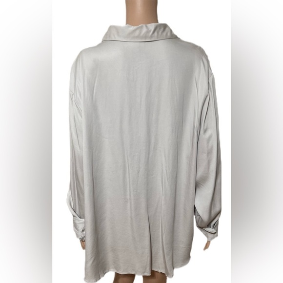 J. Jill 3X Light Gray Blouse Shirt Long Sleeve Modal Rayon Pocket Top Soft wb - Picture 3 of 8
